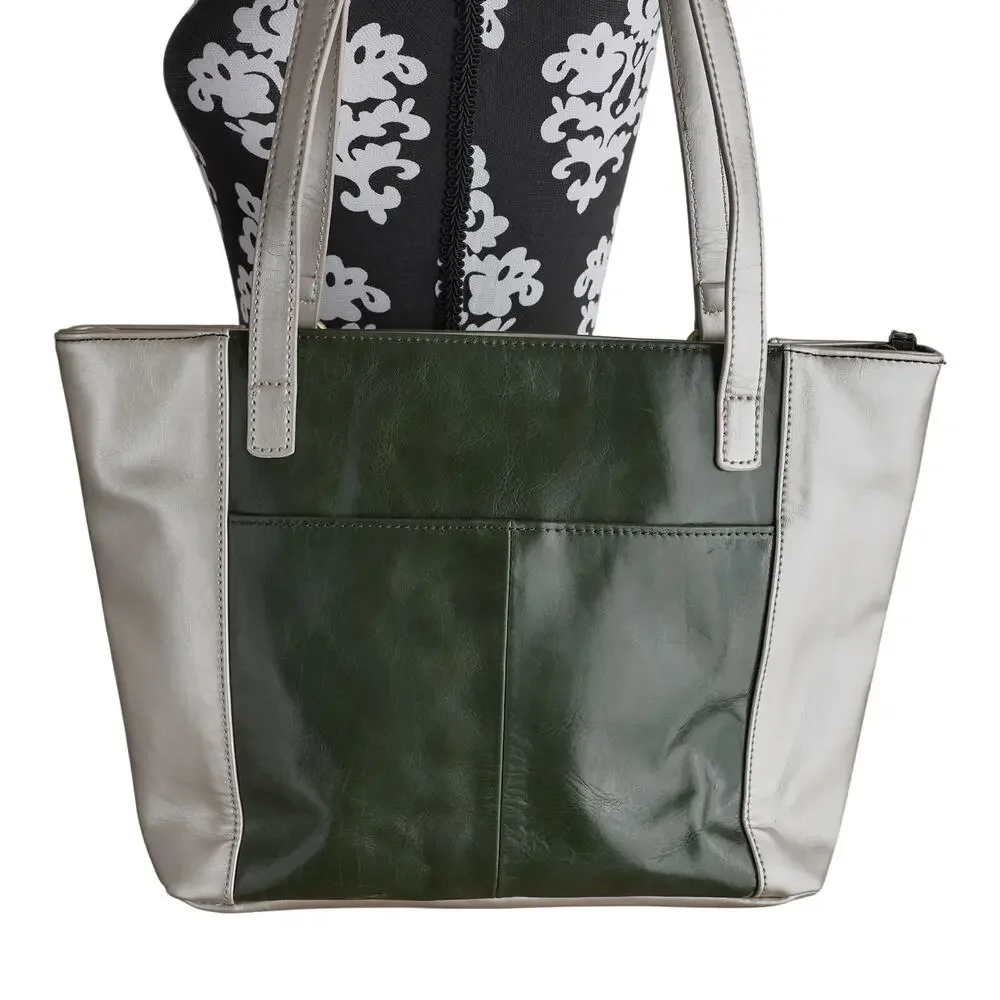 Green And Champagne Aurielle Leather Tote - 14W x 9H x 4.75D - Picture 11 of 11